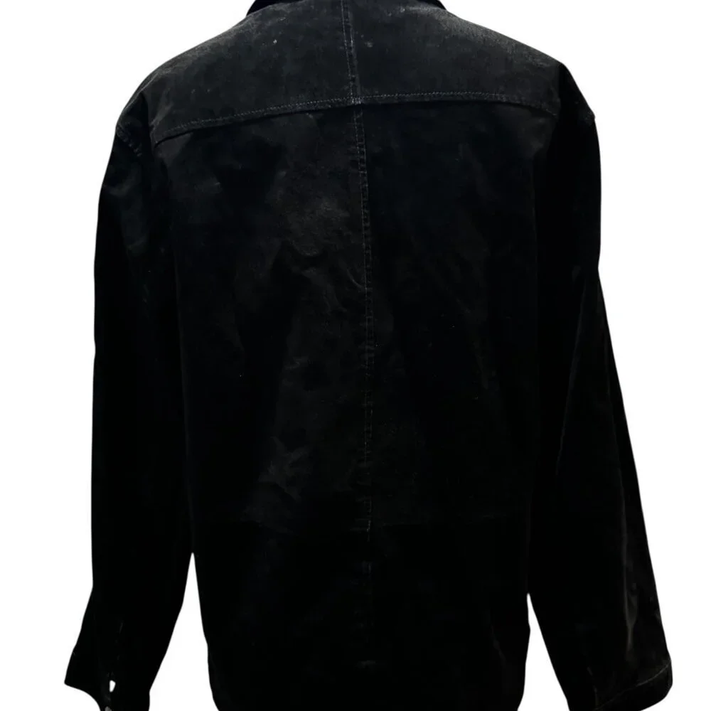Crazy Horse Black Suede Leather Jacket Men’s Size Small Vintage Zip Front Minima